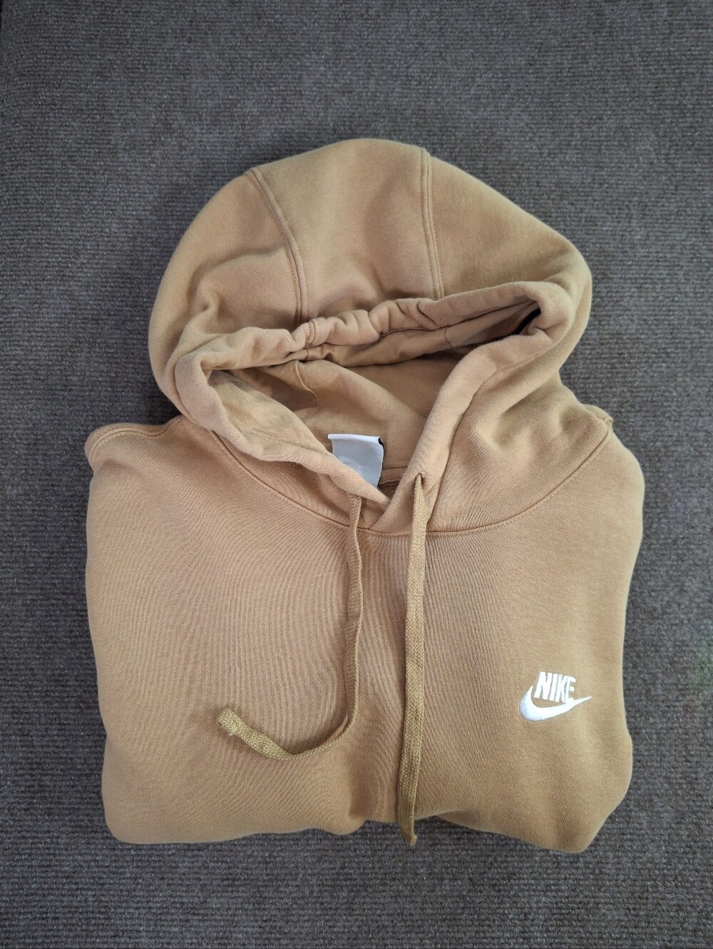 Nike Sportswear Club Pullover Hoodie Flax Brown Pouch Pocket Size Small